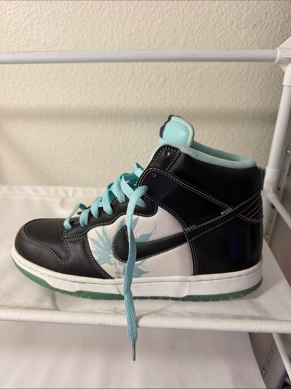 Nike Dunks High Premium Santana Sneakers in Black and Aqua